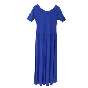 Soft Surroundings Maxi Dress Sz Small Dropped Waist  Royal Blue Round Neck‎